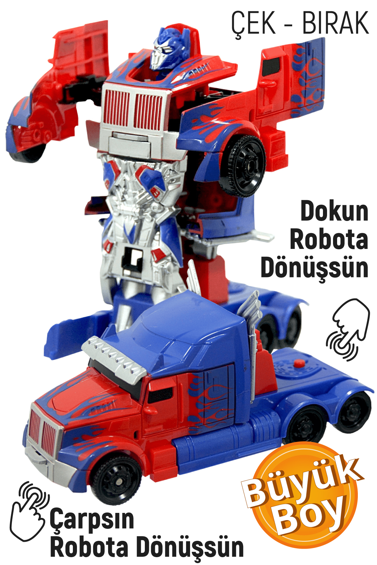 ماشین اسباب بازی ROBOT TURNING PULL DROP TRUCK TOY CAR OPTIMUS PRIME Smartfox