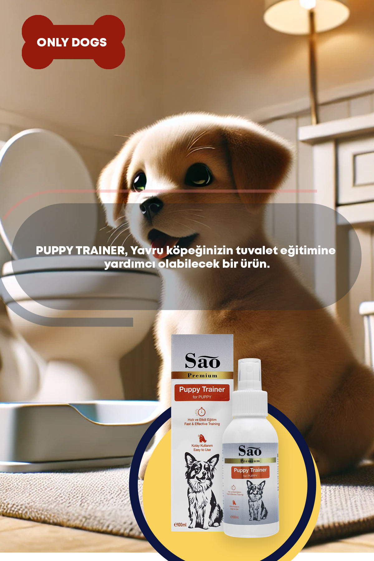 اسپری آموزش دستشویی توله‌سگ سائو پریمیوم Sao Premium، ۱۰۰ میلی‌لیتر
