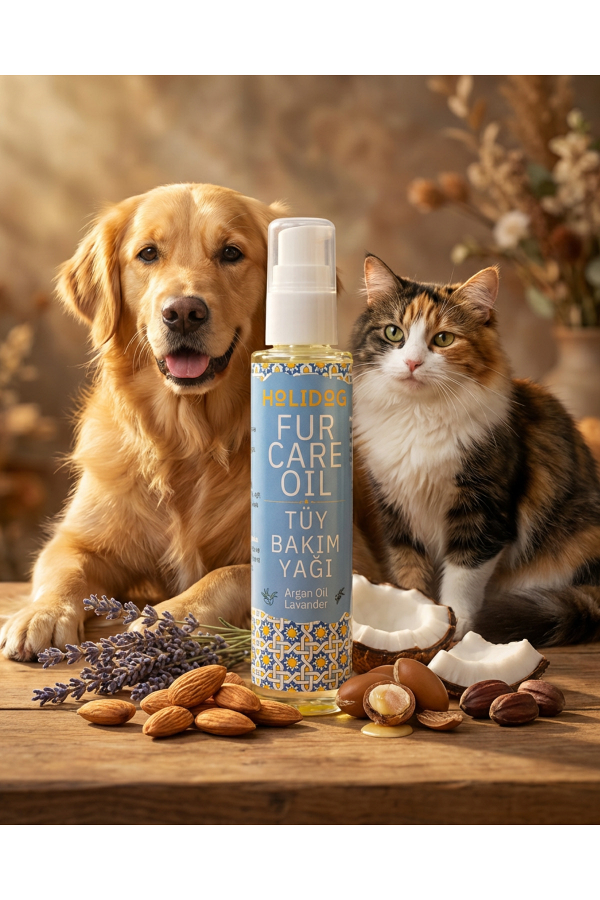 ست مراقبت سگ هولیداگ Holidog با روغن مراقبت از مو و بالم پنجه و بینی، همراه کیف هدیه