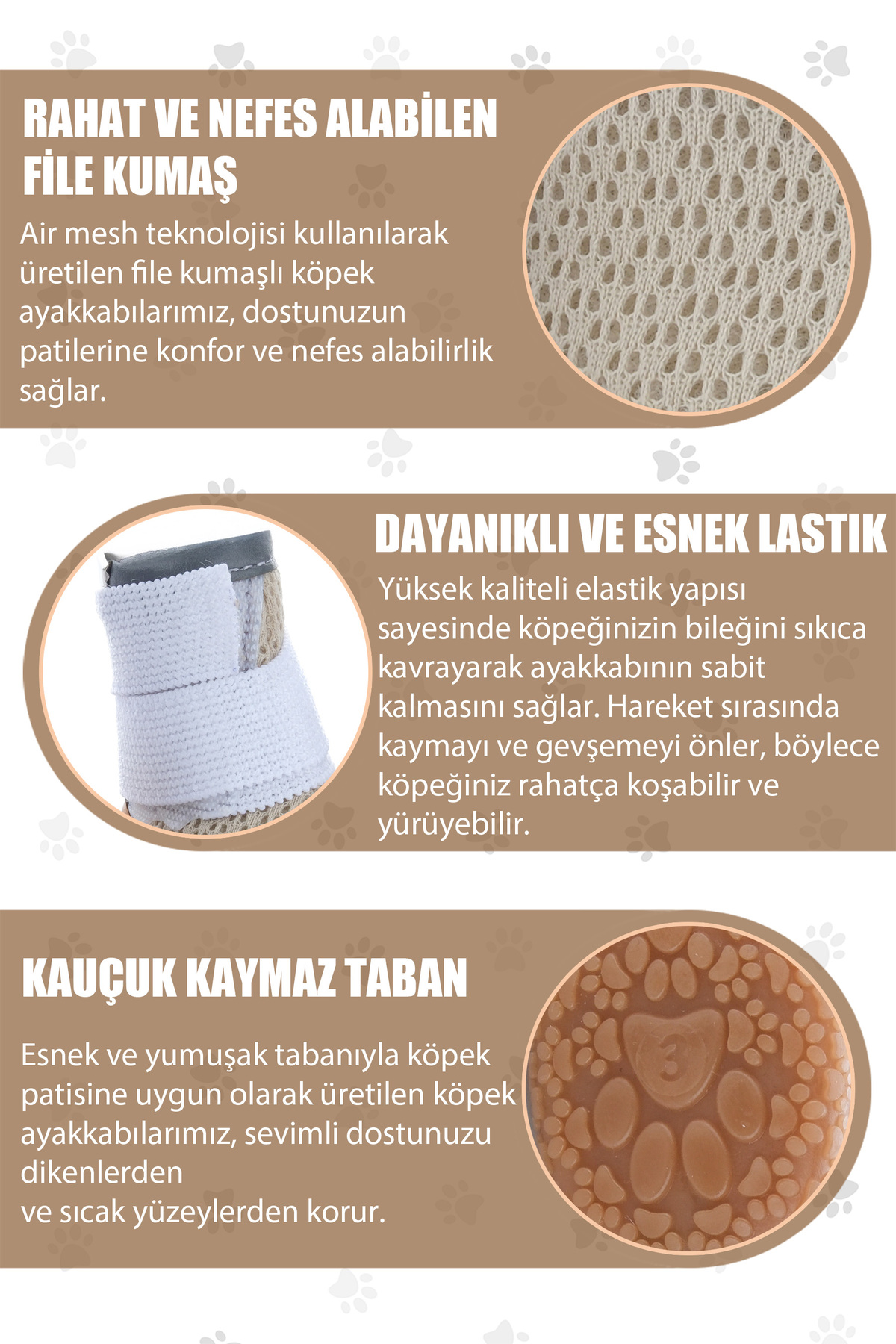 کفش کشی سگ پاوپرینتس PawPrints با زیره لاستیکی ضدلغزش، مدل PPLASTİK01 قهوه‌ای