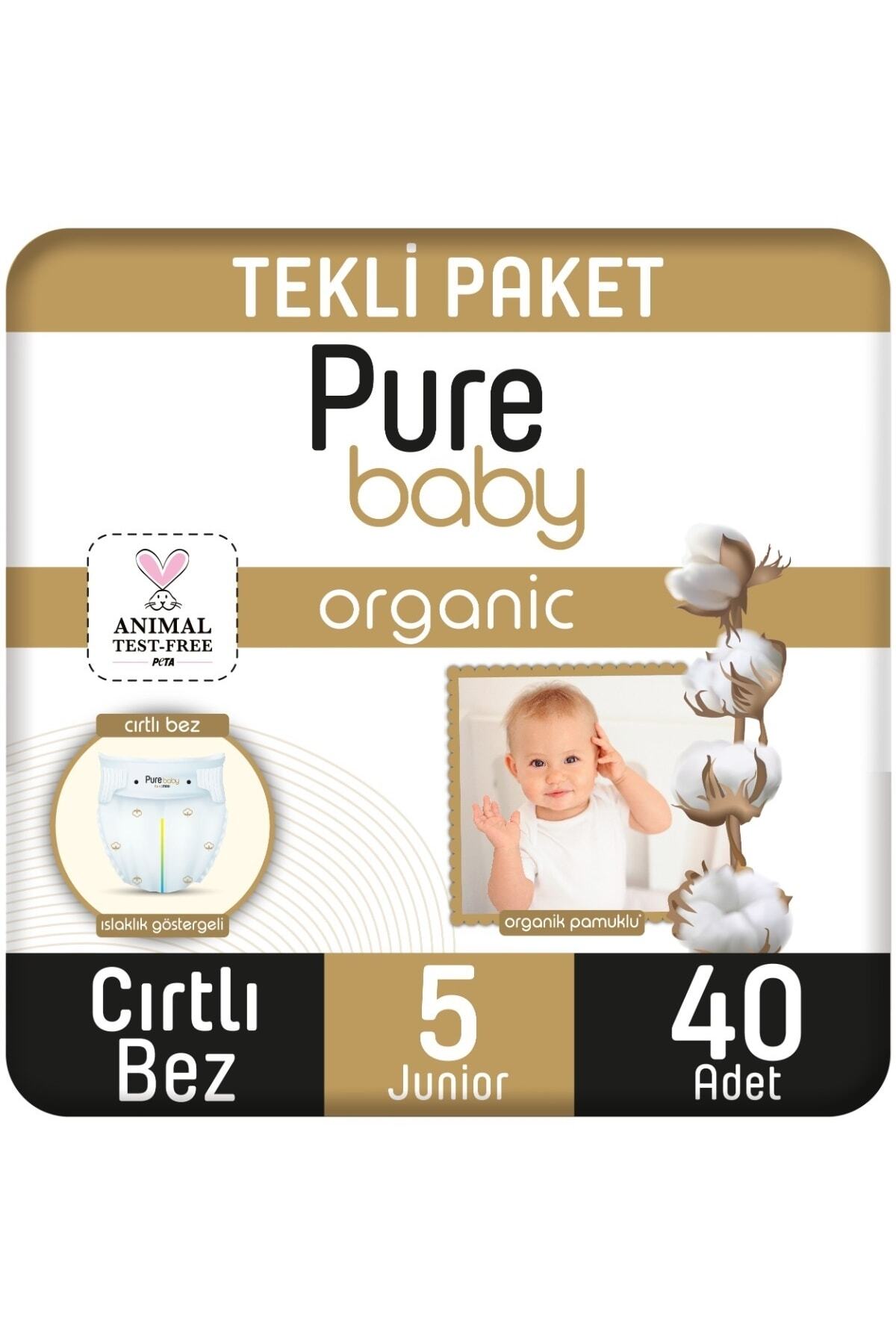 پوشک بچه پارچه مخملی پنبه ای ارگانیک بسته بندی تکی 5 جونیور 40 اورجینال Pure Baby