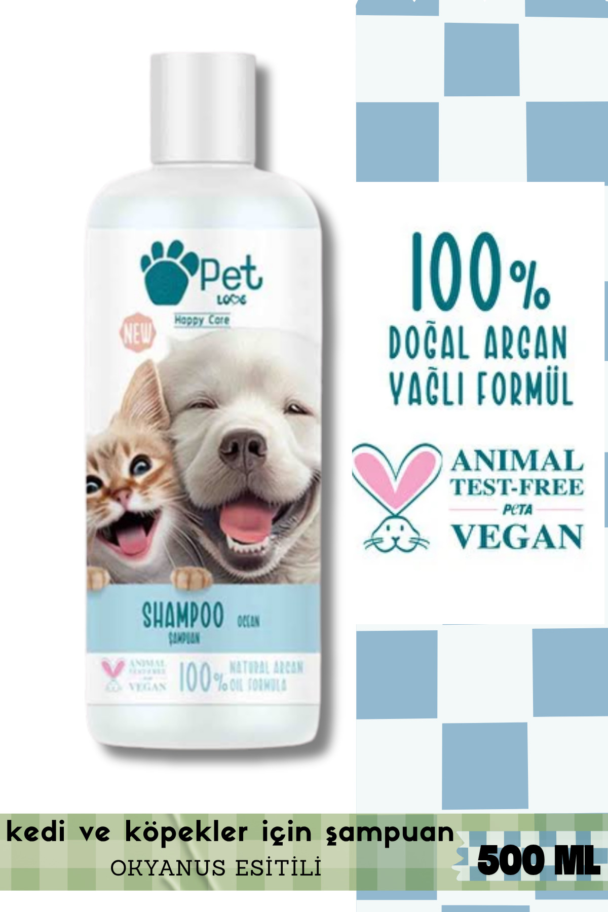 شامپو سگ و گربه پت لاو Pet Love، ۵۰۰ میلی‌لیتر، با روغن آرگان و رایحه نسیم اقیانوس