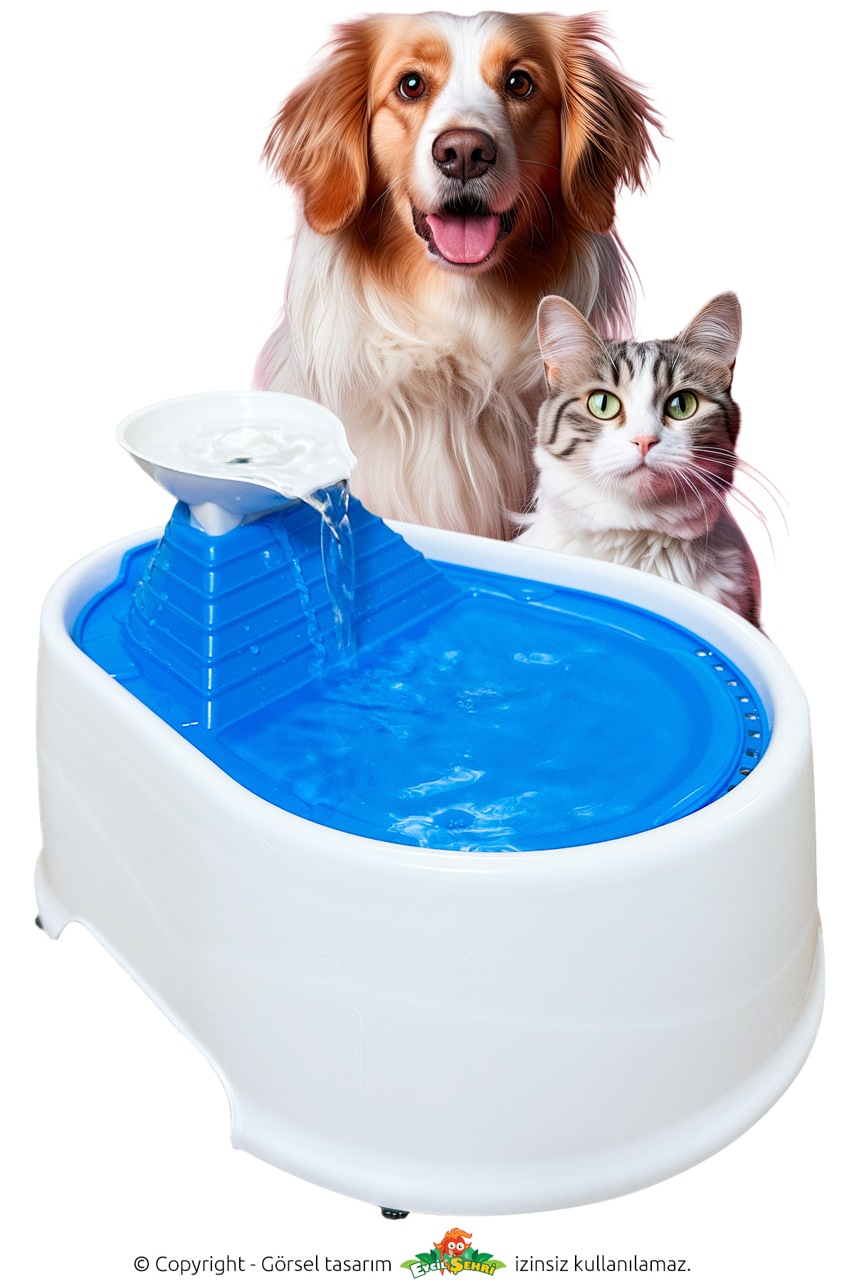 آبخوری فواره‌ای گربه کتلی Catlie CaDoPet، ۲ لیتری با موتور کم‌صدای USB و ۵ ولت آبی