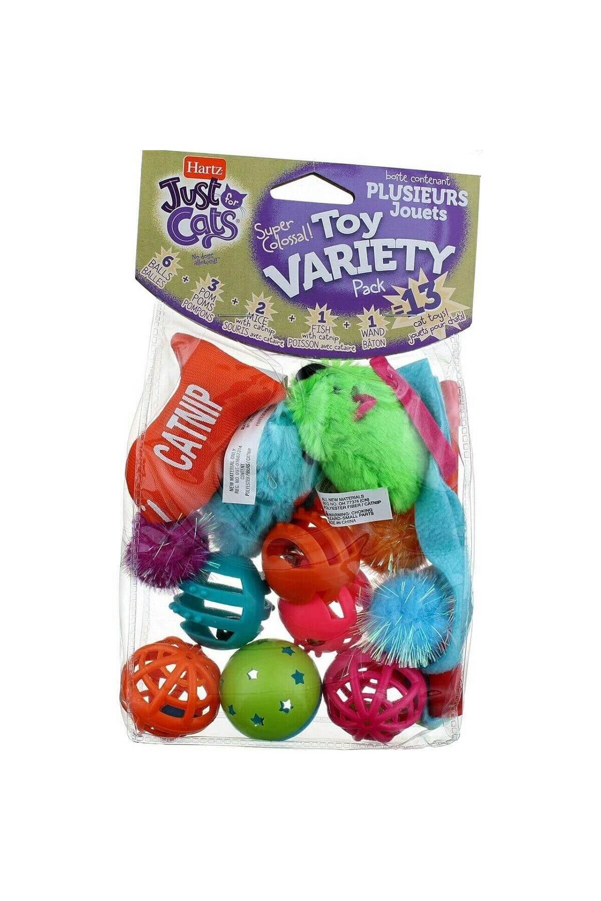 مجموعه اسباب‌بازی گربه هارتز Hartz Just For Cats Variety، ۱۳ پارچه رنگارنگ
