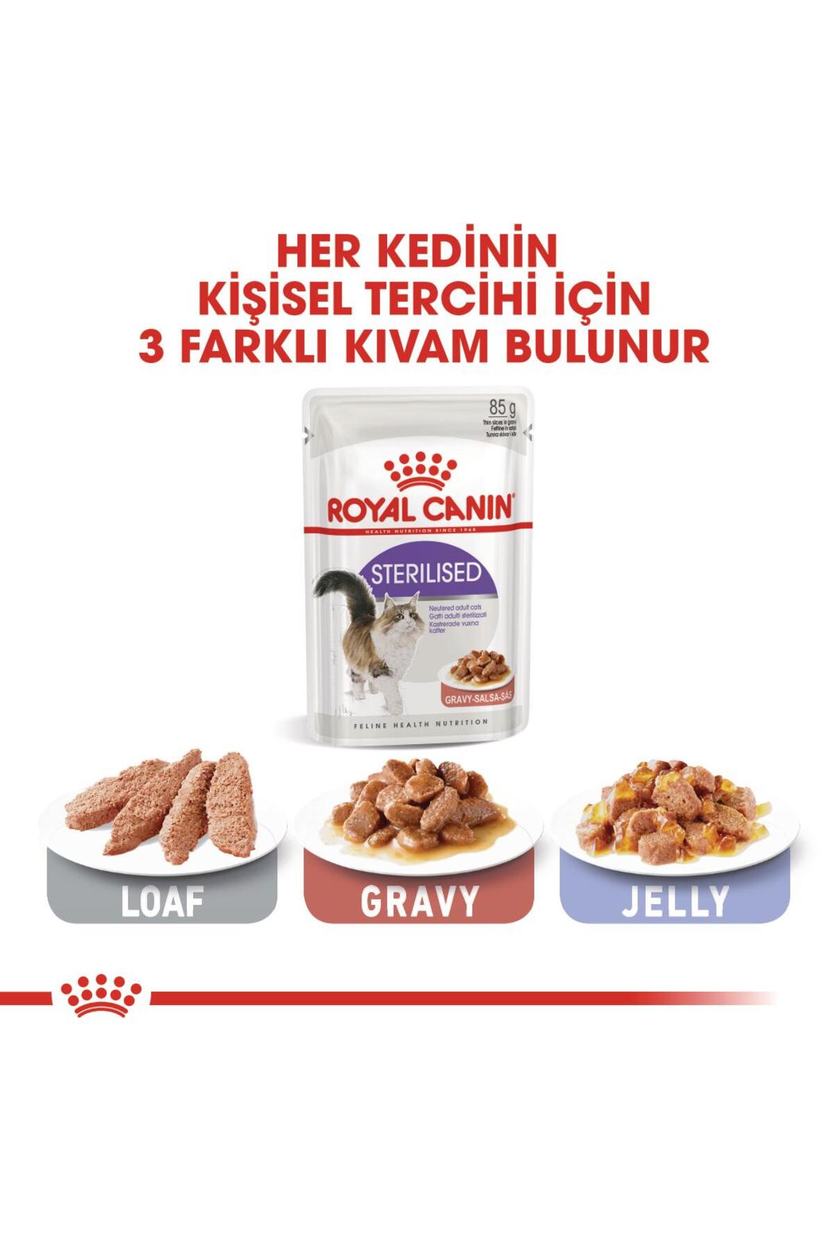 غذای تر گربه‌های بالغ عقیم‌شده رویال کنین Royal Canin Sterilised Gravy، ۸۵ گرم × ۱۲