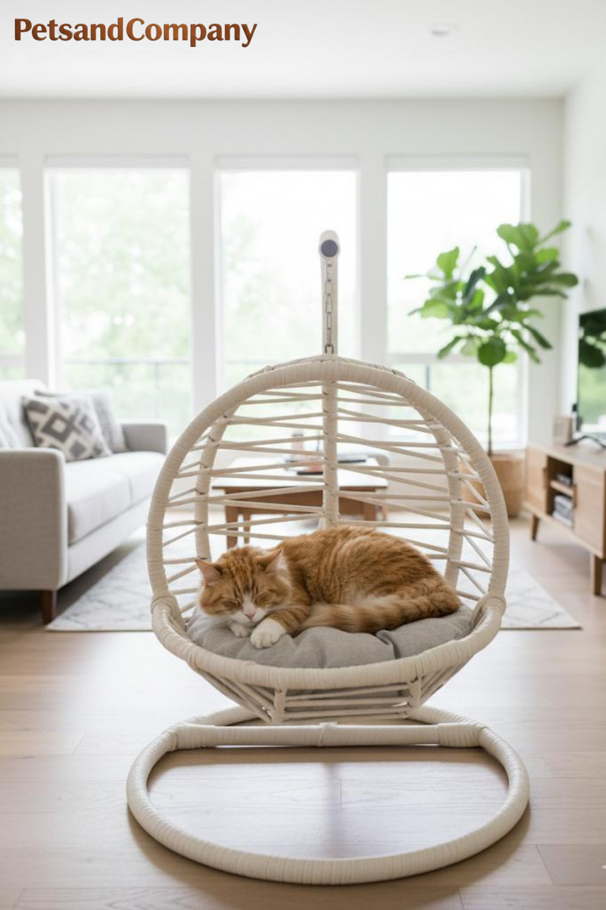 ننو و تخت گربه دست‌بافت پتس‌اند‌کامپانی PetsandCompany، کرم، بالشتک‌دار