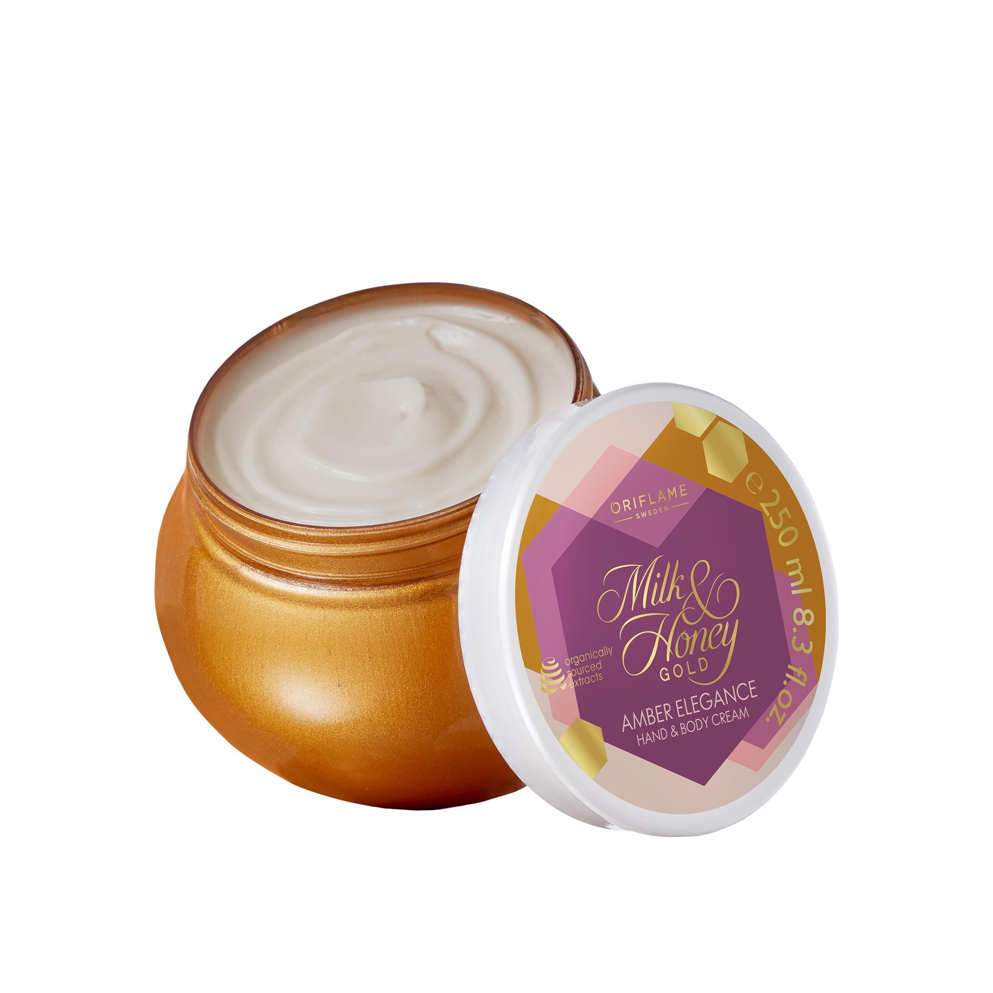 کرم دست و بدن کاسه ای شیروعسل امبر الگانس اوریفلیم Amber Elegance