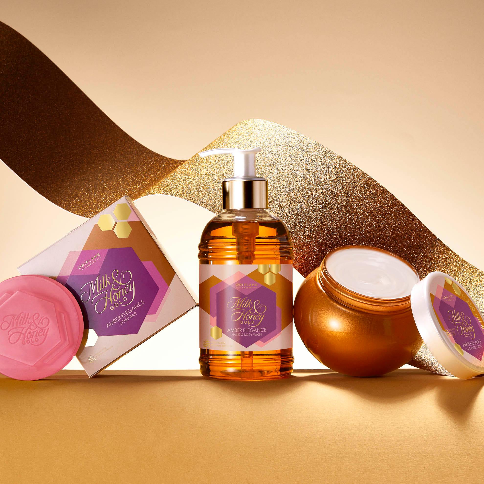 کرم دست و بدن کاسه ای شیروعسل امبر الگانس اوریفلیم Amber Elegance