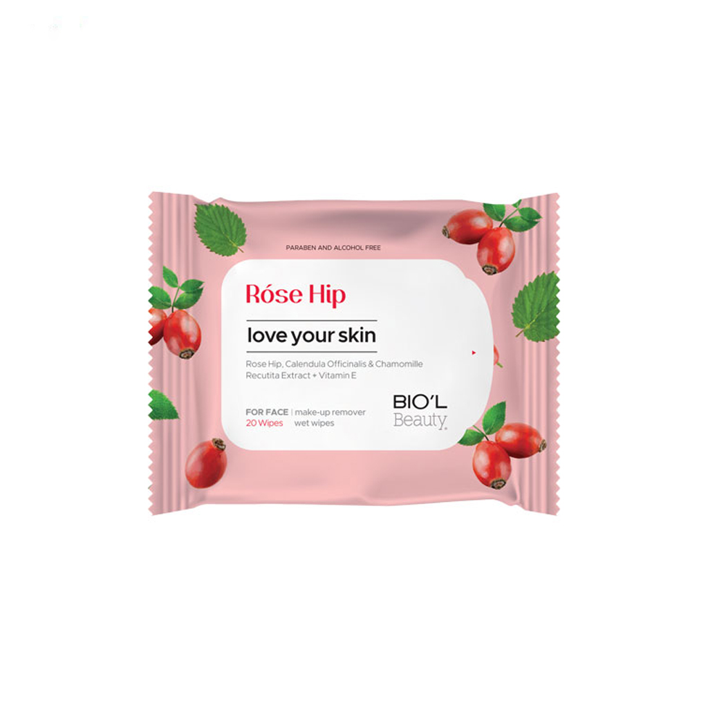 دستمال مرطوب بیول مدل رز هیپ 20 عددی Biol Rose Hip