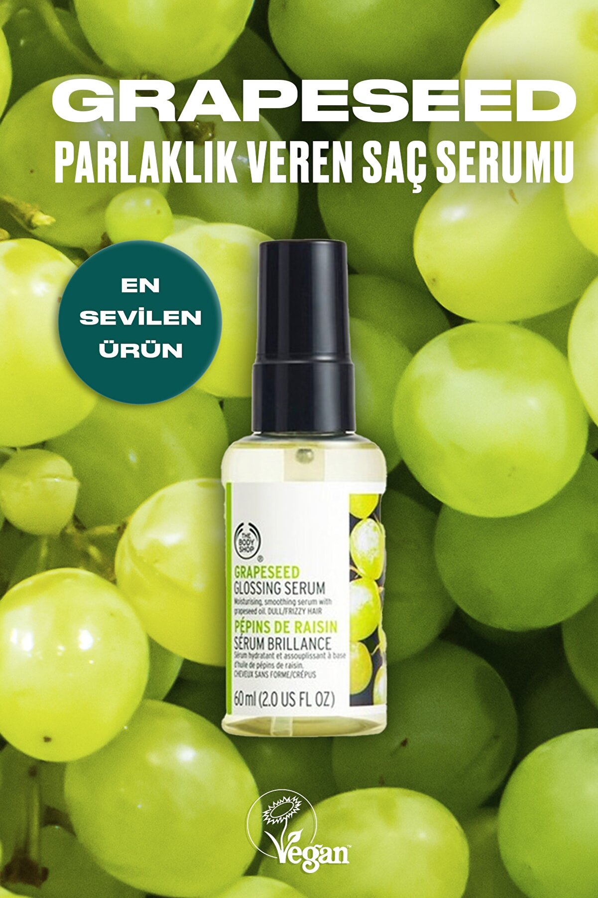 سرم مو براق کننده هسته انگور 60 میل بادی شاپ The body shop