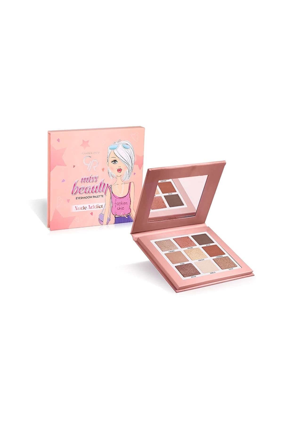 پالت سایه چشم مدل Miss Beauty رنگبندی Nude Addict گلدن رز Golden Rose