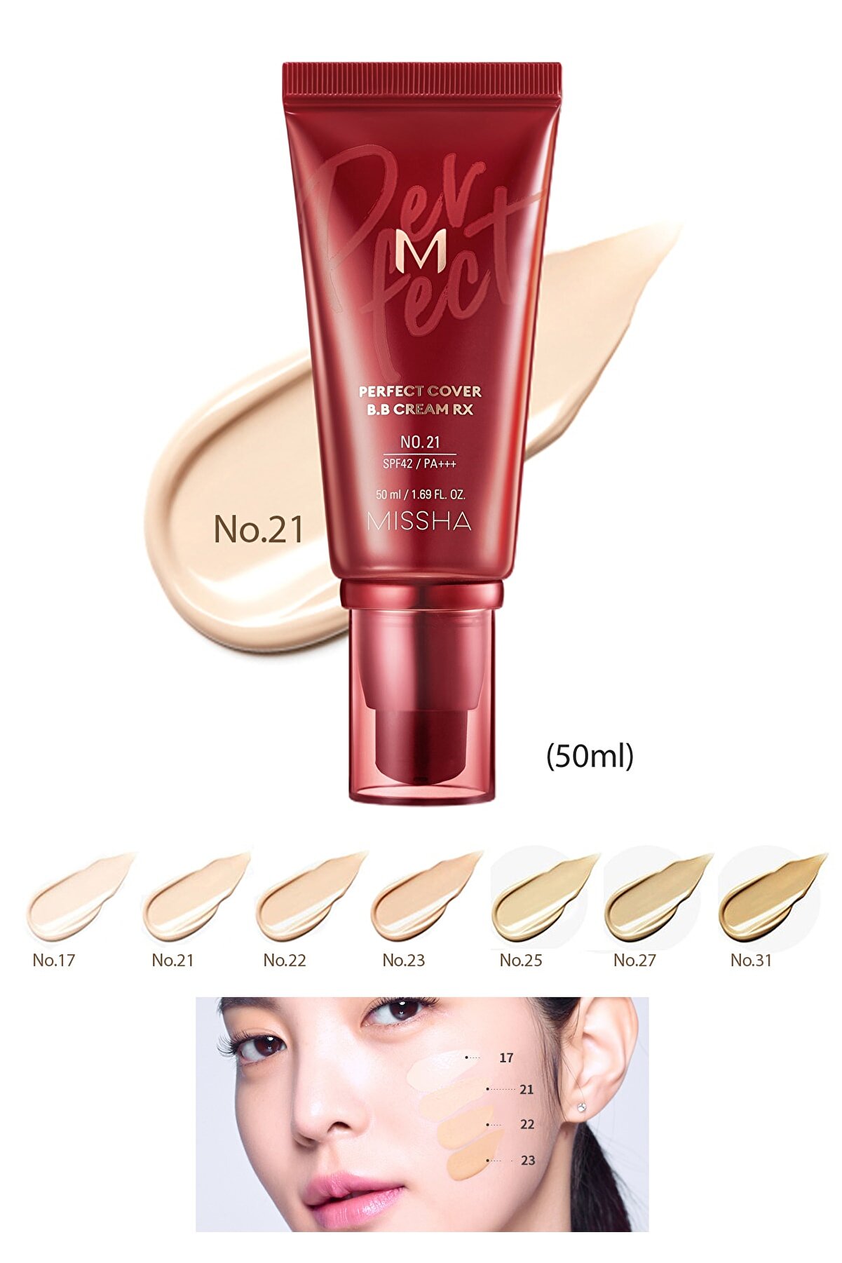 کرم بی بی نسل جدید حجم 50 میل Spf42 Rx شماره 21 میشا Missha