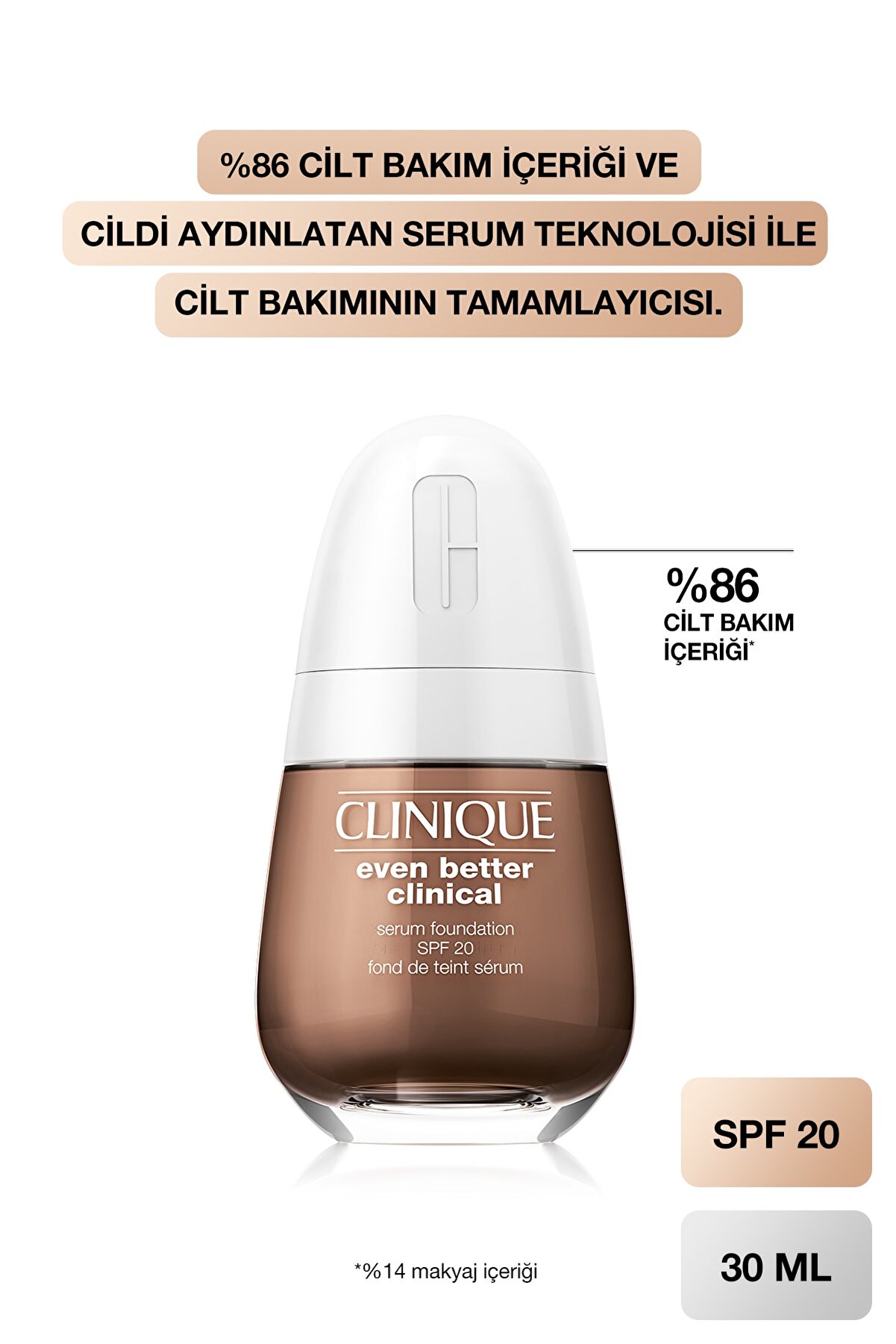 کرم پودر سرمی ایون بتر کلینیکال رنگ قهوه ای شماره SPF 20 Cn 126  کلینیک Clinique