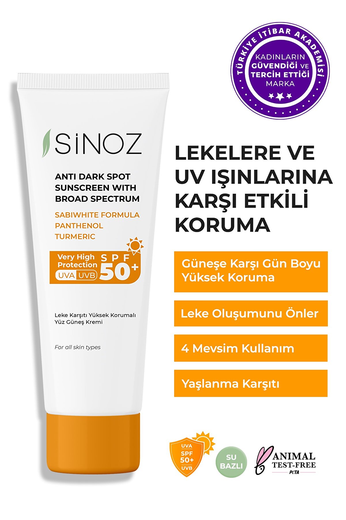 کرم ضد آفتاب صورت با SPFSPF +50 و حجم 50 میل سینوز Sinoz