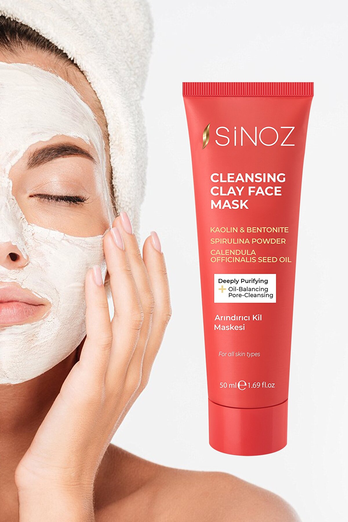 ماسک پاک سازی صورت خاک رس حجم 50 میل سینوز Sinoz