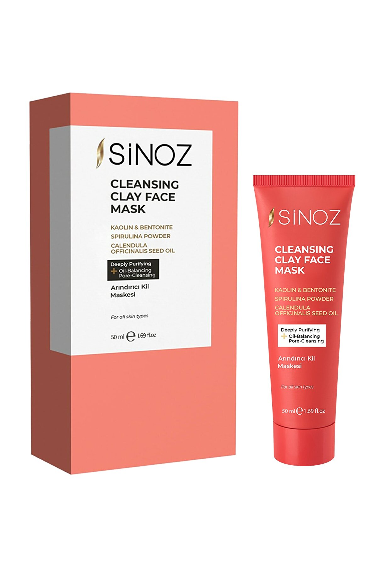 ماسک پاک سازی صورت خاک رس حجم 50 میل سینوز Sinoz