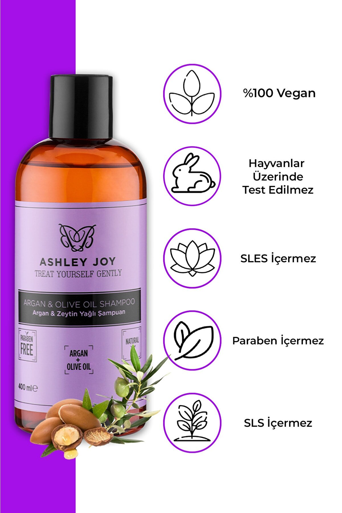 شامپو آرگان و روغن زیتون با حجم 400 میل اشلی جوی Ashley Joy