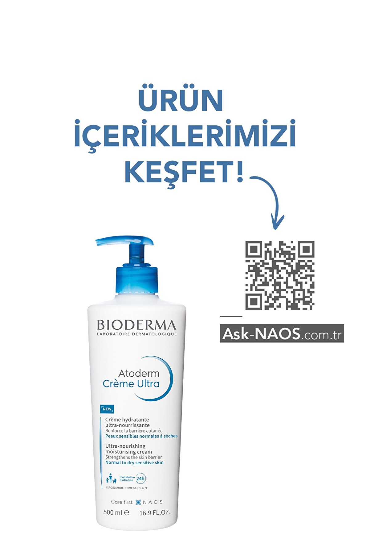 کرم مرطوب کننده پمپی مدل Atoderm با حجم 500 میل بایودرما Bioderma