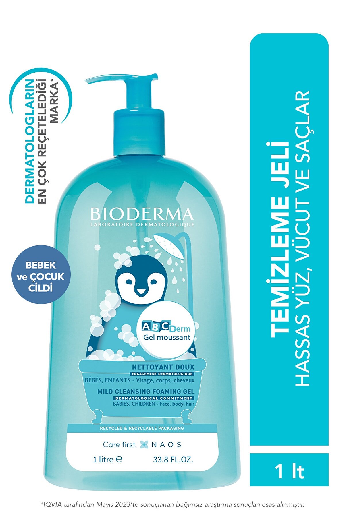 پاک کننده ملایم صورت، بدن و مو کودکان مدل  ABCDerm با حجم 1 لیتری بایودرما Bioderma