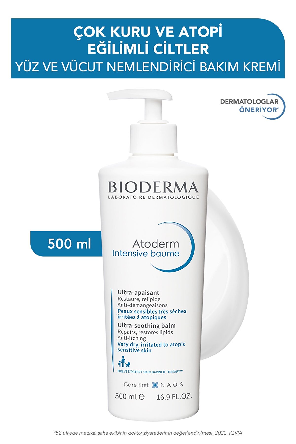 کرم مرطوب کننده پمپی مدل Atoderm Intensive  با حجم 500 میل بایودرما Bioderma