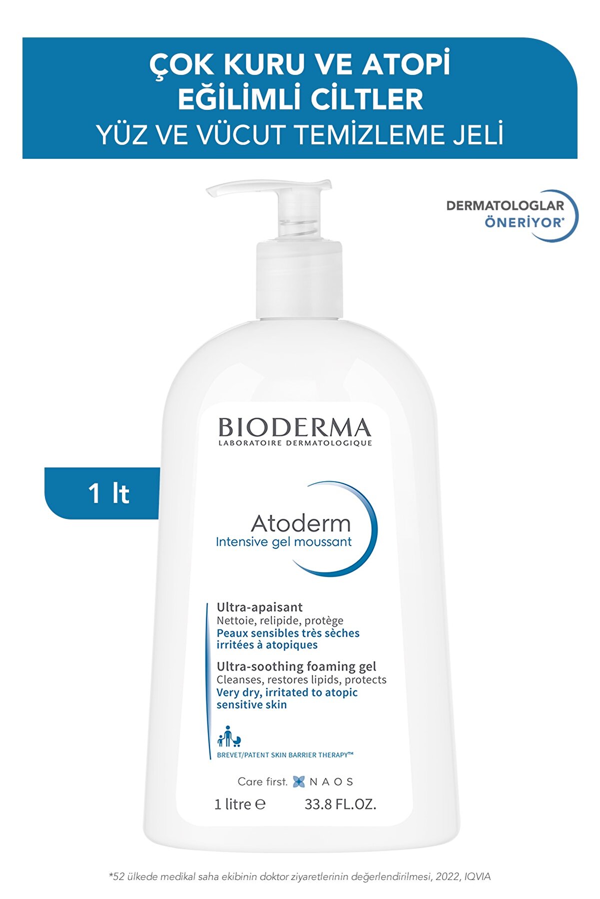 ژل شستشوی بدن و صورت مدل Atoderm با حجم 1 لیتر  بایودرما Bioderma