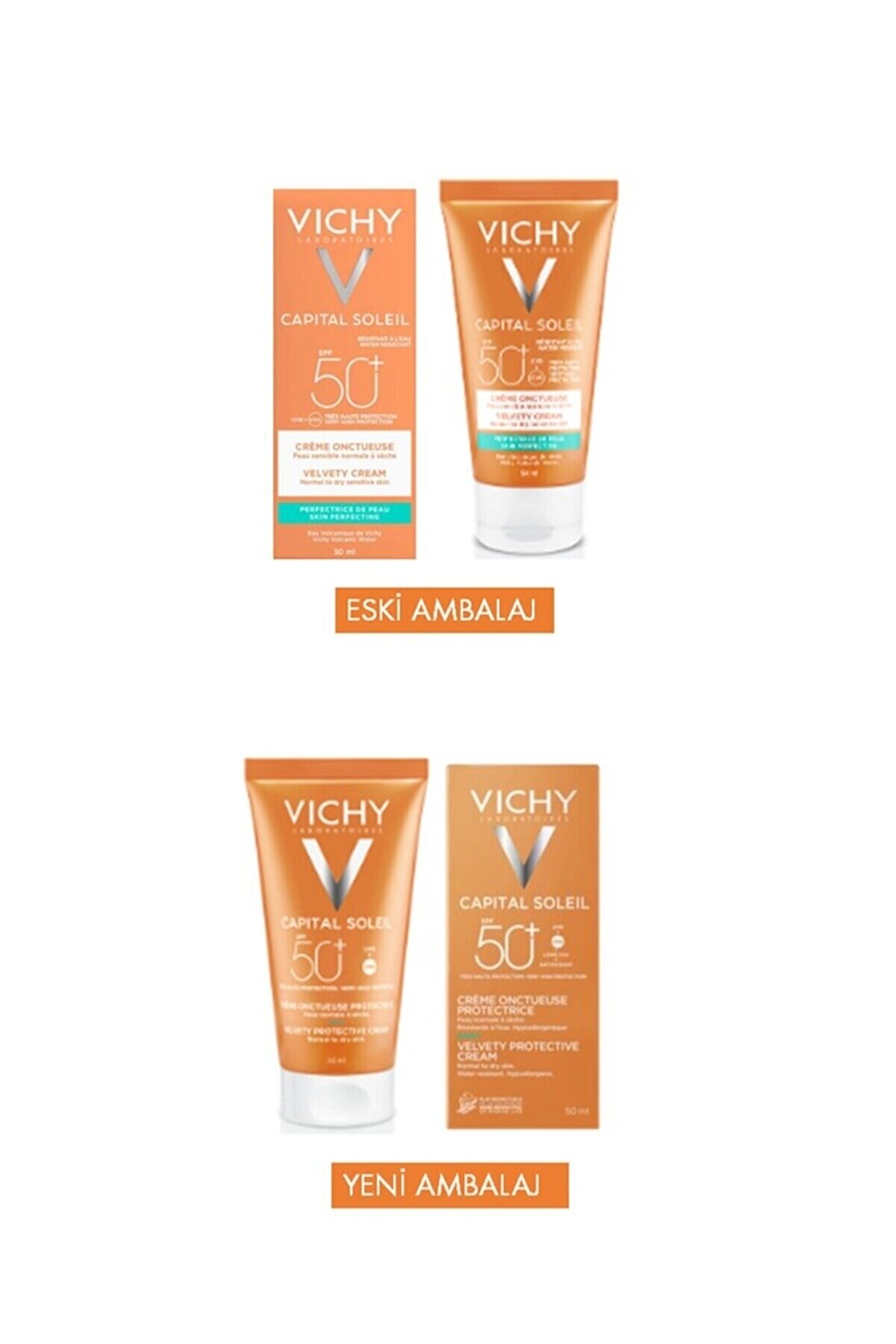 کرم ضد آفتاب حاوی +SPF50 مناسب پوست های معمولی و خشک حجم ۵۰ میلی لیتر ویشی Vichy