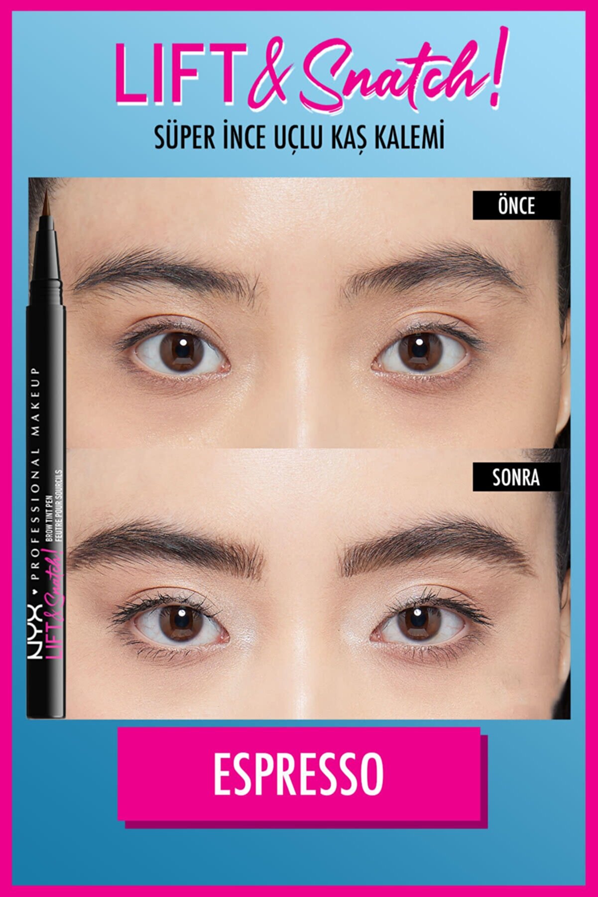 قلم هاشور ابرو Lift &amp; Snatch Eyebrow Tint Pen رنگ 08-Espresso حجم 1 میل نیکس NYX