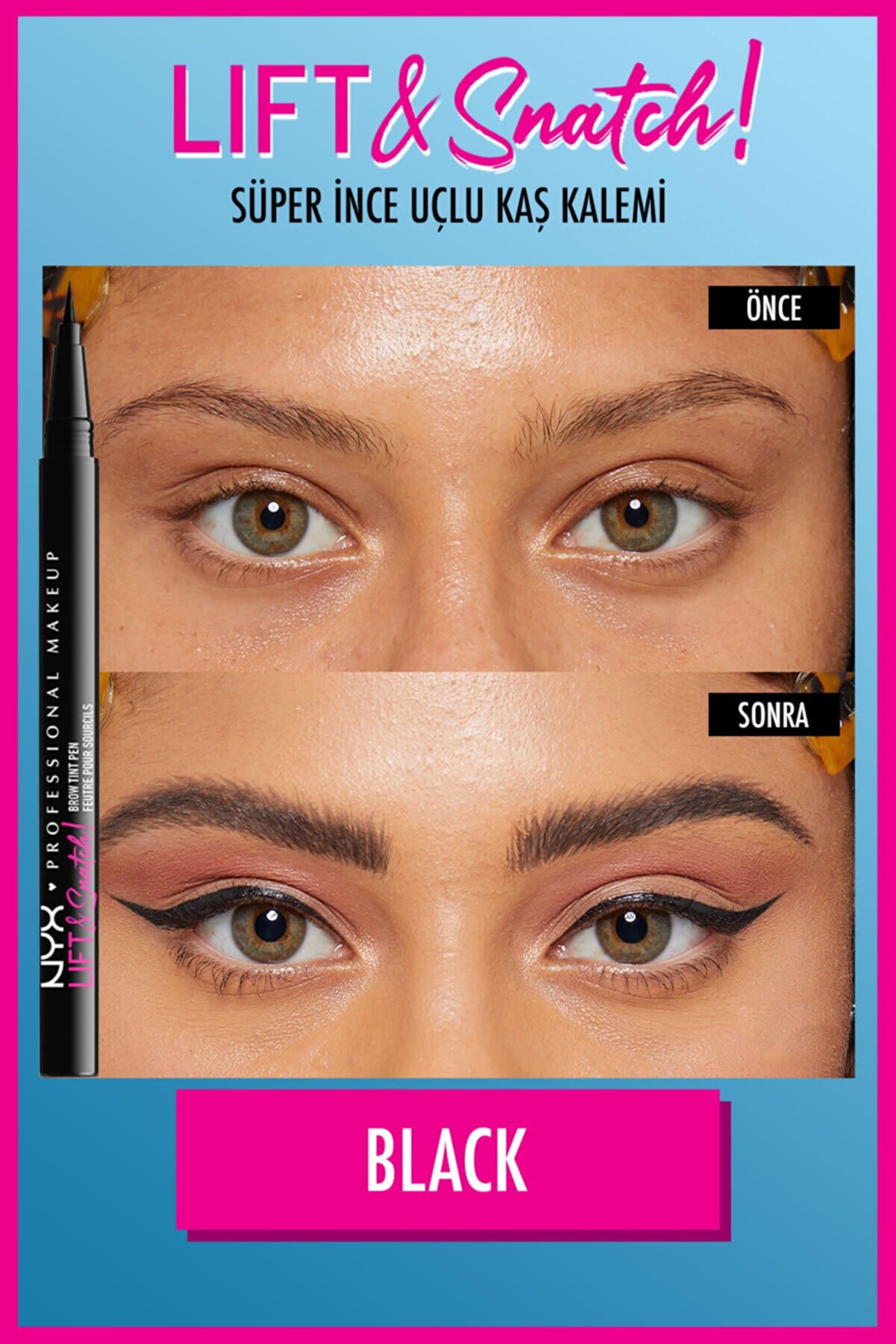 قلم هاشور ابرو Lift &amp; Snatch Eyebrow Tint Pen رنگ 10-black حجم 1 میل نیکس NYX