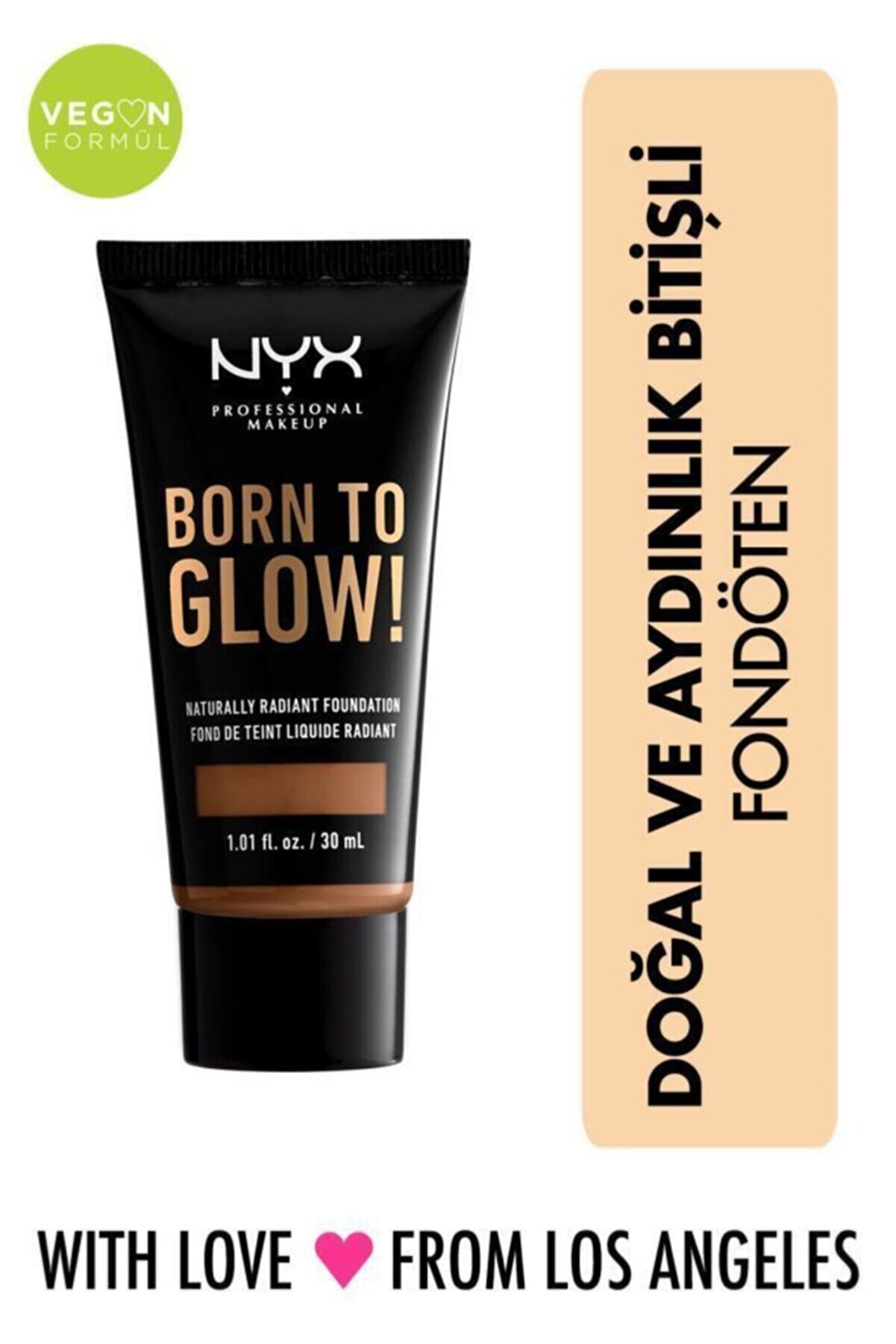 کرم پودر Born To Glow! Naturally Radiant Foundation رنگ 17-cappuccino حجم 30 میل نیکس NYX