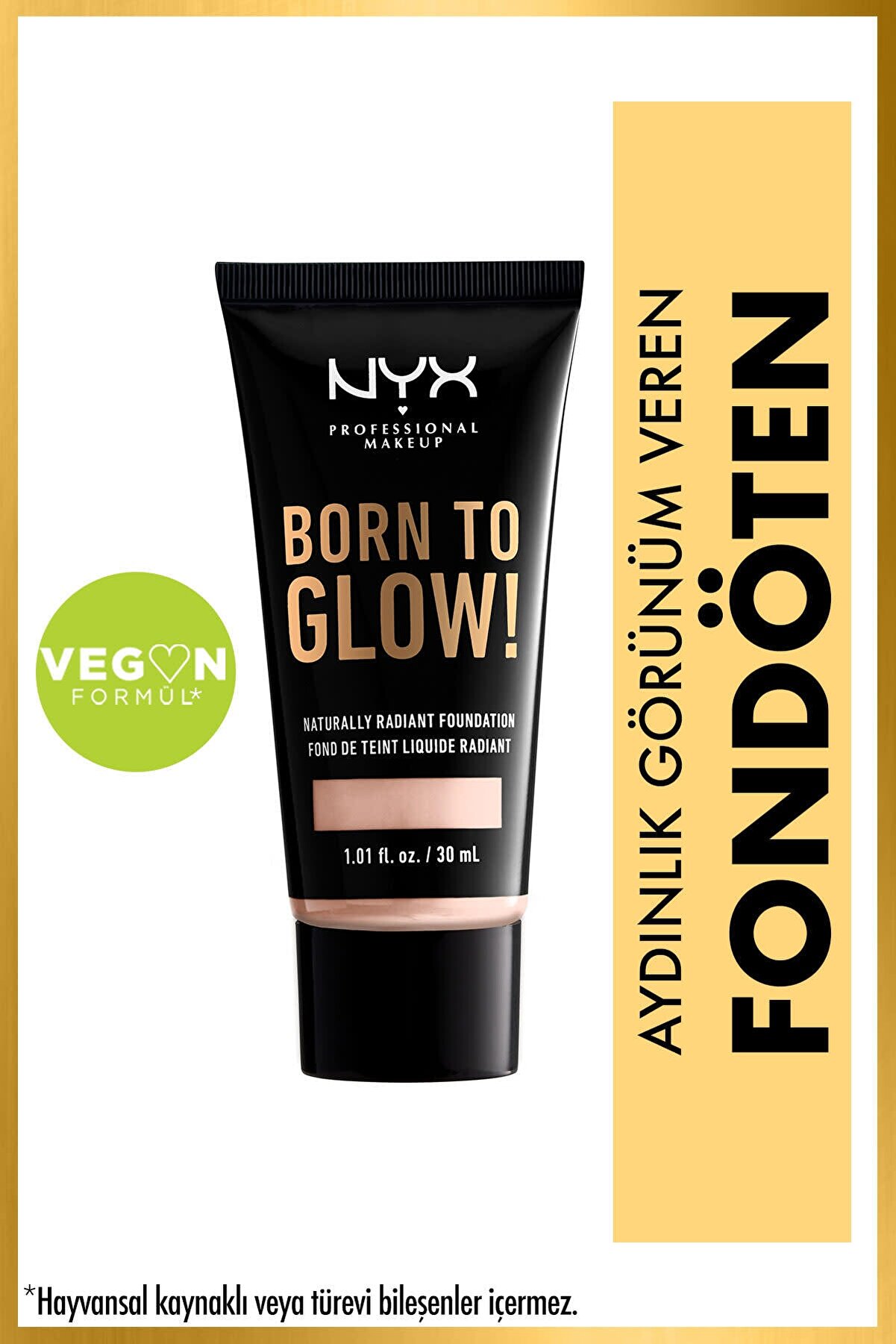کرم پودر Born To Glow! Naturally Radiant Foundation رنگ 13-light porcelain حجم 30 میل نیکس NYX