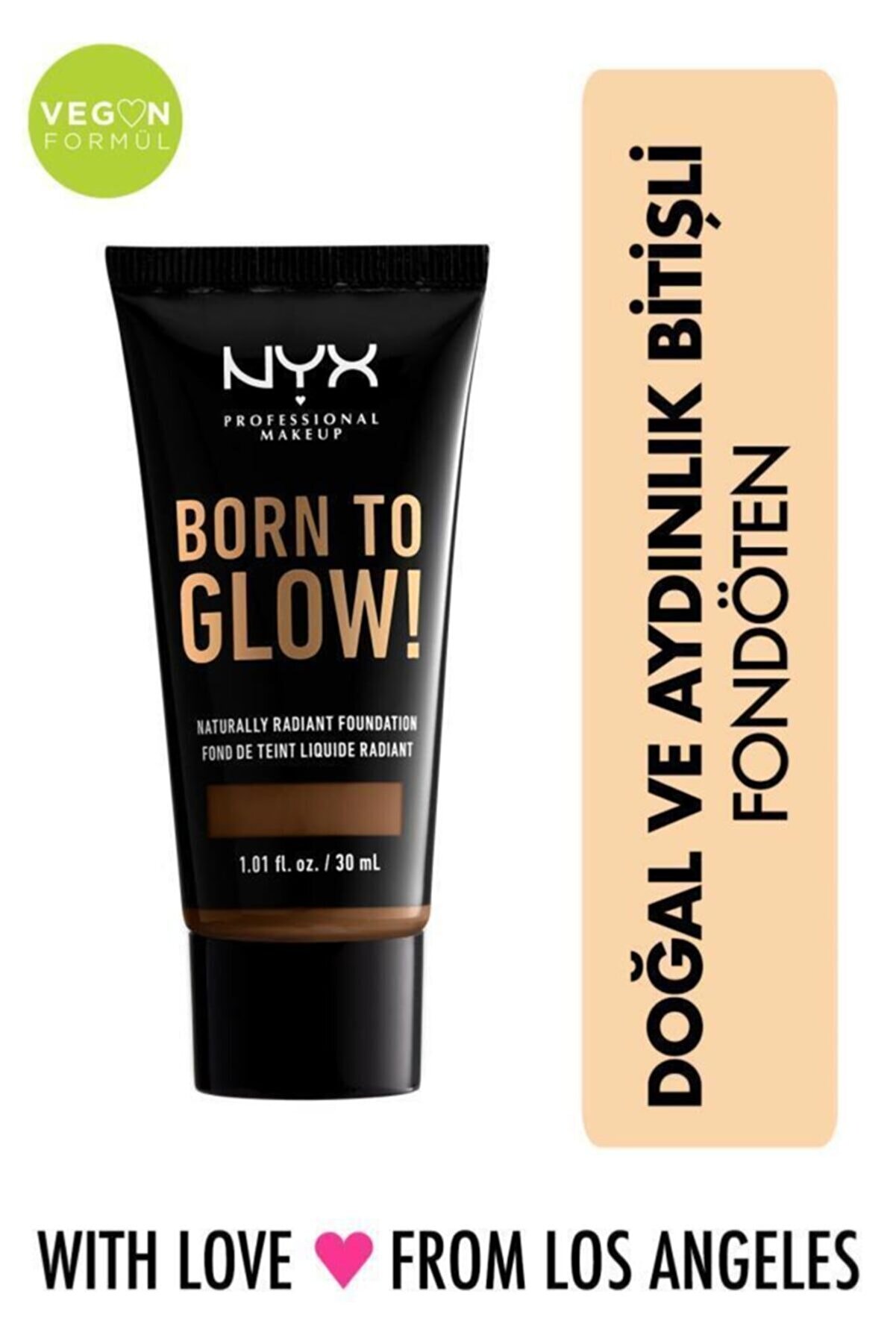 کرم پودر Born To Glow! Naturally Radiant Foundation رنگ 21-cocoa حجم 30 میل نیکس NYX