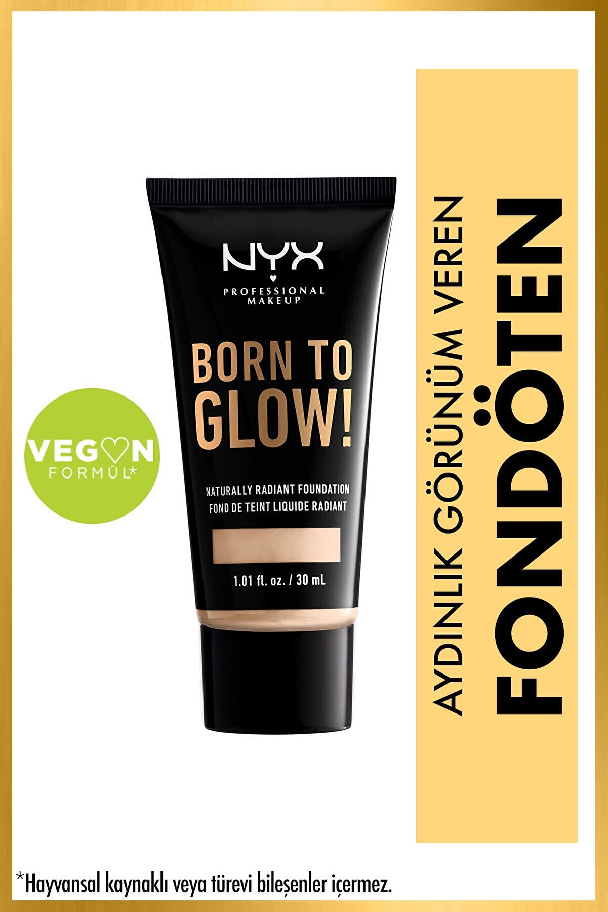 کرم پودر Born To Glow! Naturally Radiant Foundation رنگ 15-fair حجم 30 میل نیکس NYX