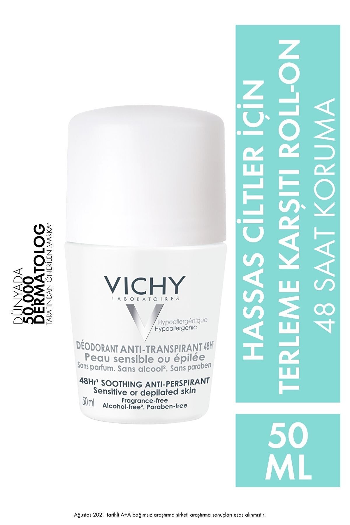 رول دئودورانت 48 ساعته مناسب پوست حساس حجم 50 میلی لیتر ویشی Vichy