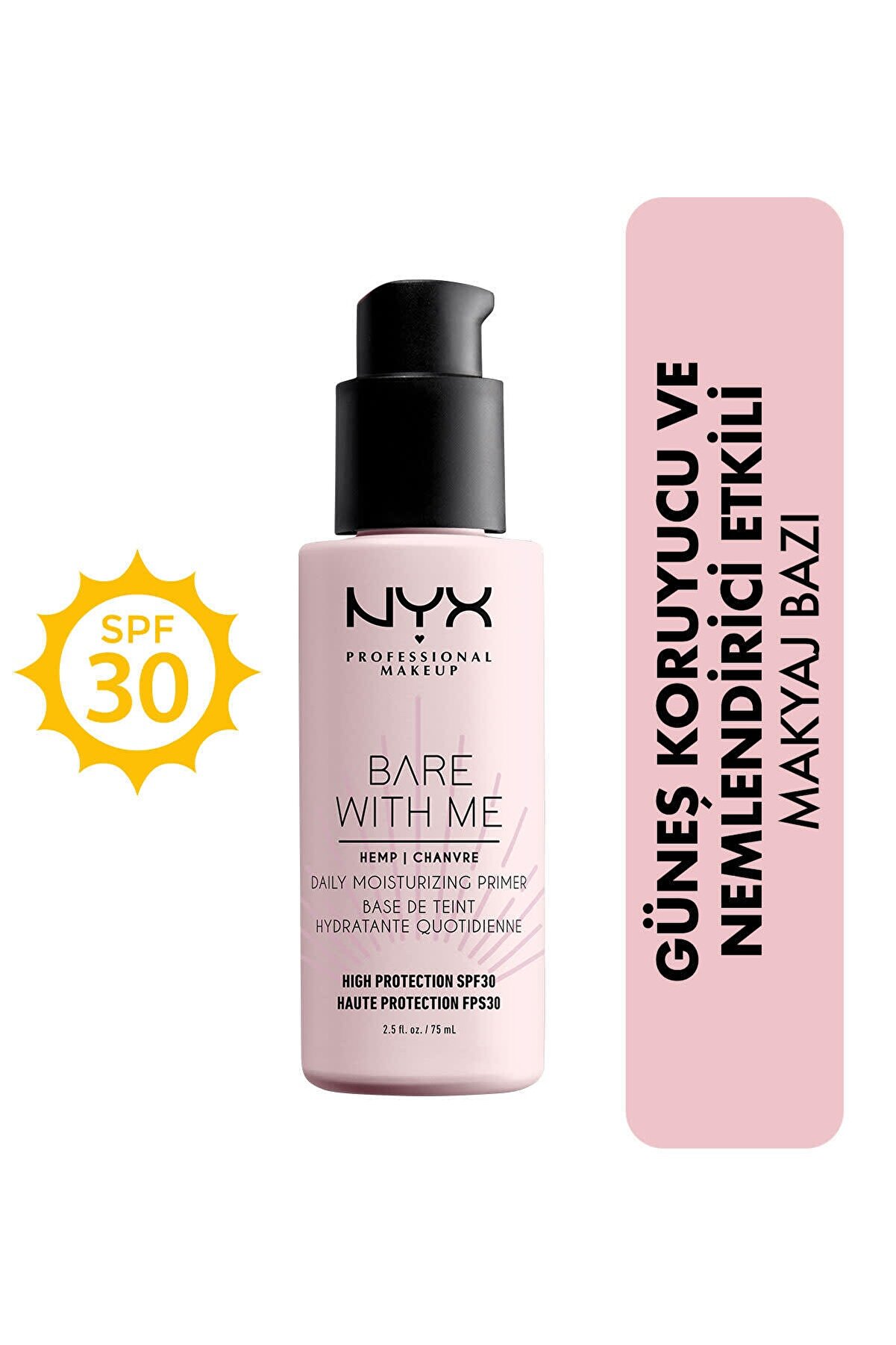 پرایمر روغن شاهدانه ضدآفتاب دار  Bare With Me Cannabis Seed Oil Spf30 حجم 75 میل نیکس NYX