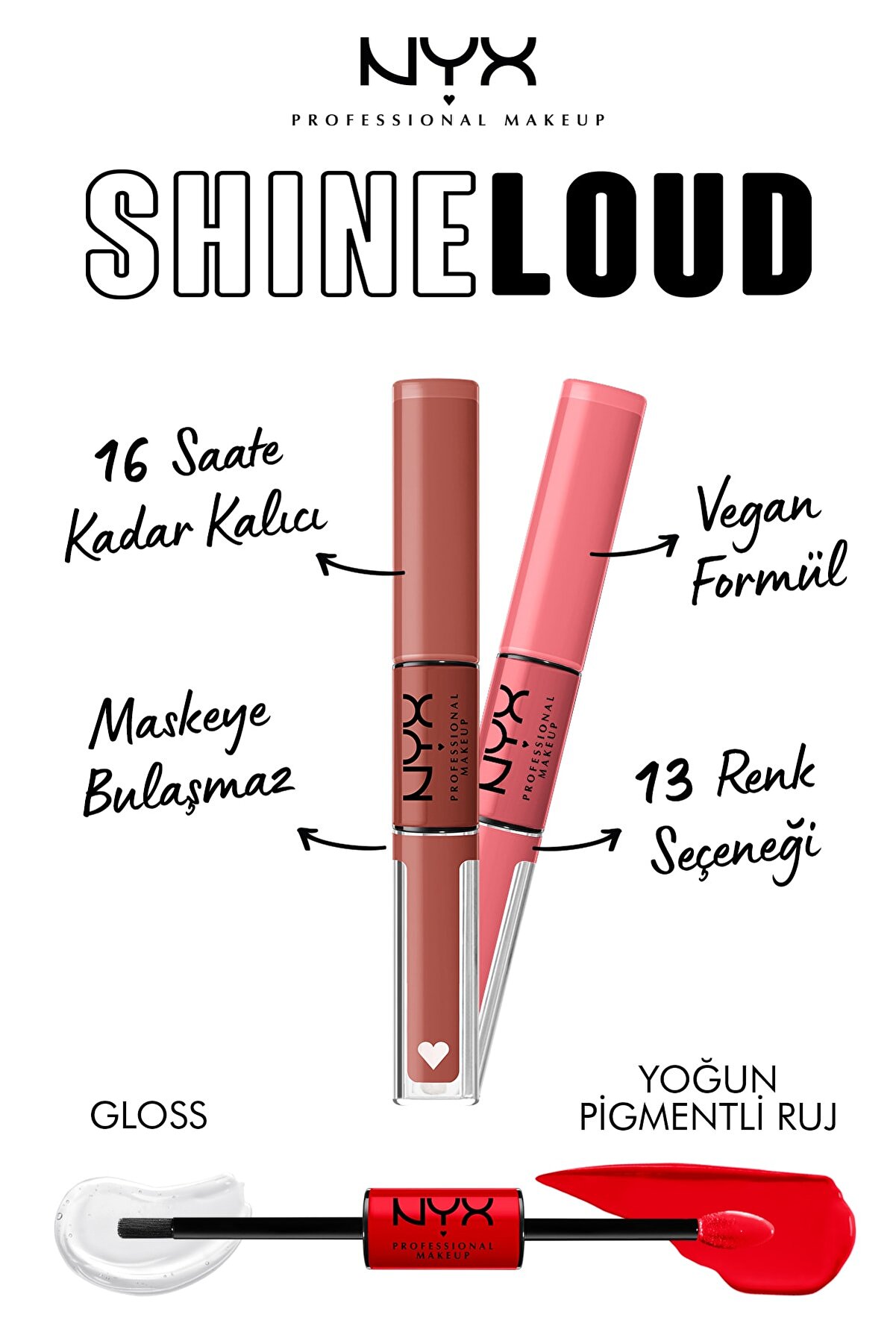رژلب مایع مات دو طرفه شاین لود Shine Loud High Shine Lip Color Life Goals نیکس NYX