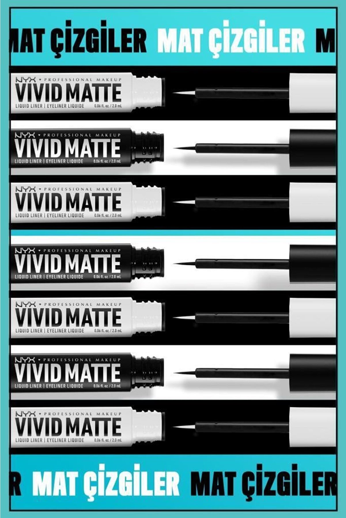 خط چشم مایع مات مدل Vivid Matte رنگ سفید نیکس NYX