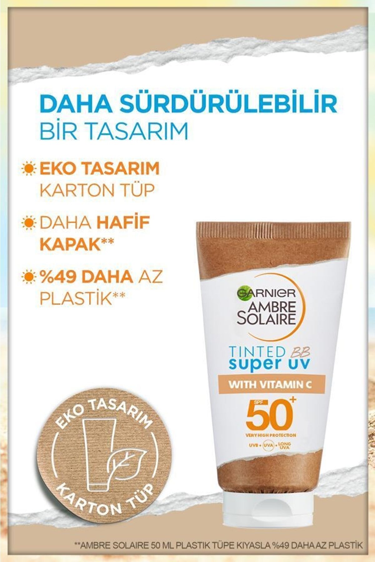 کرم بی بی BB محافظ رنگی ویتامینC رنگ تناژ متوسط Spf50 گارنیر Garnier