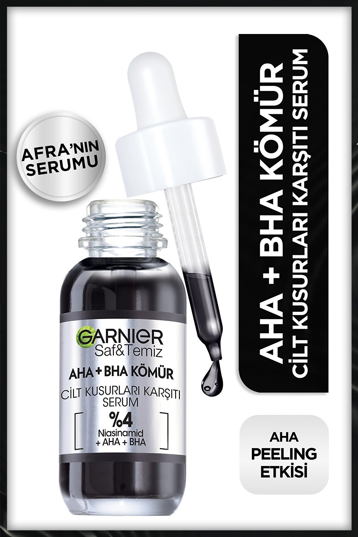 سرم سیاه لایه بردار نیاسینامید AHA BHA ضد عیوب پوست 30میل گارنیر Garnier