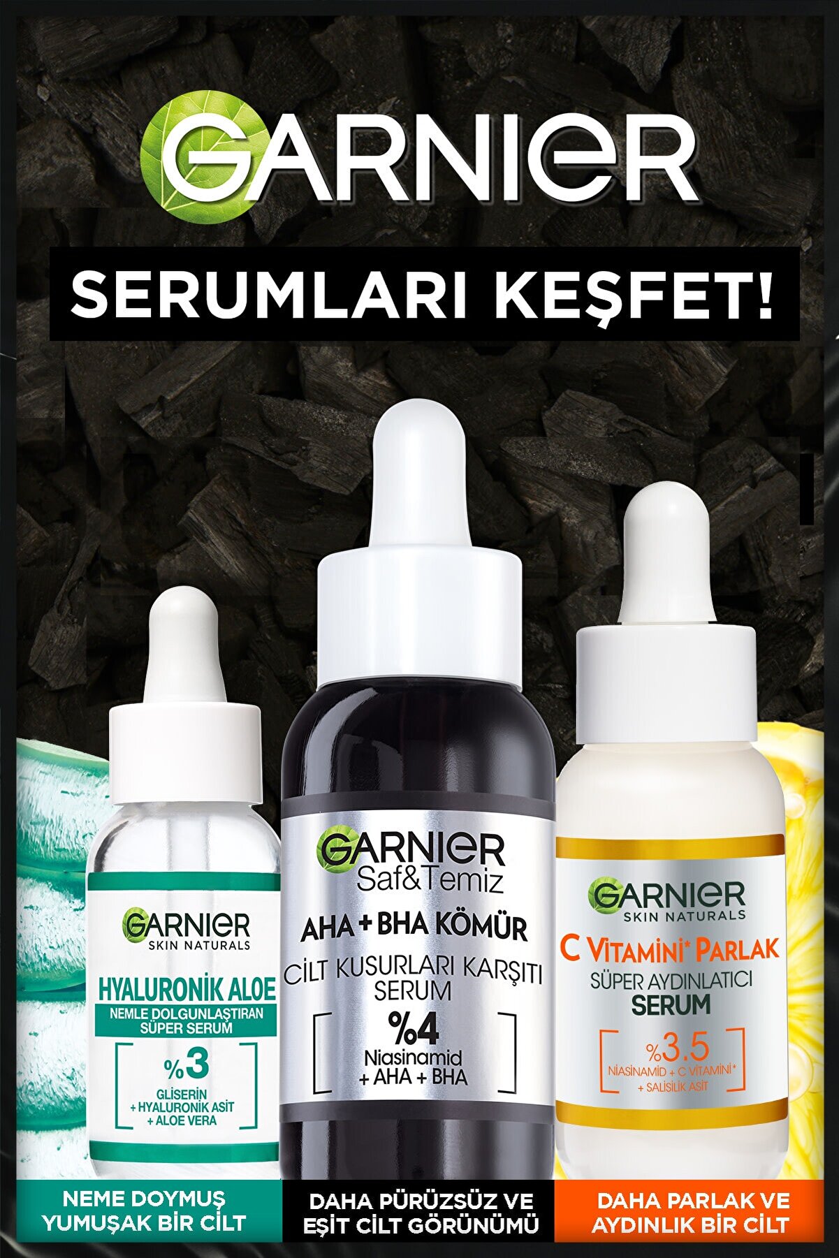 سرم سیاه لایه بردار نیاسینامید AHA BHA ضد عیوب پوست 30میل گارنیر Garnier