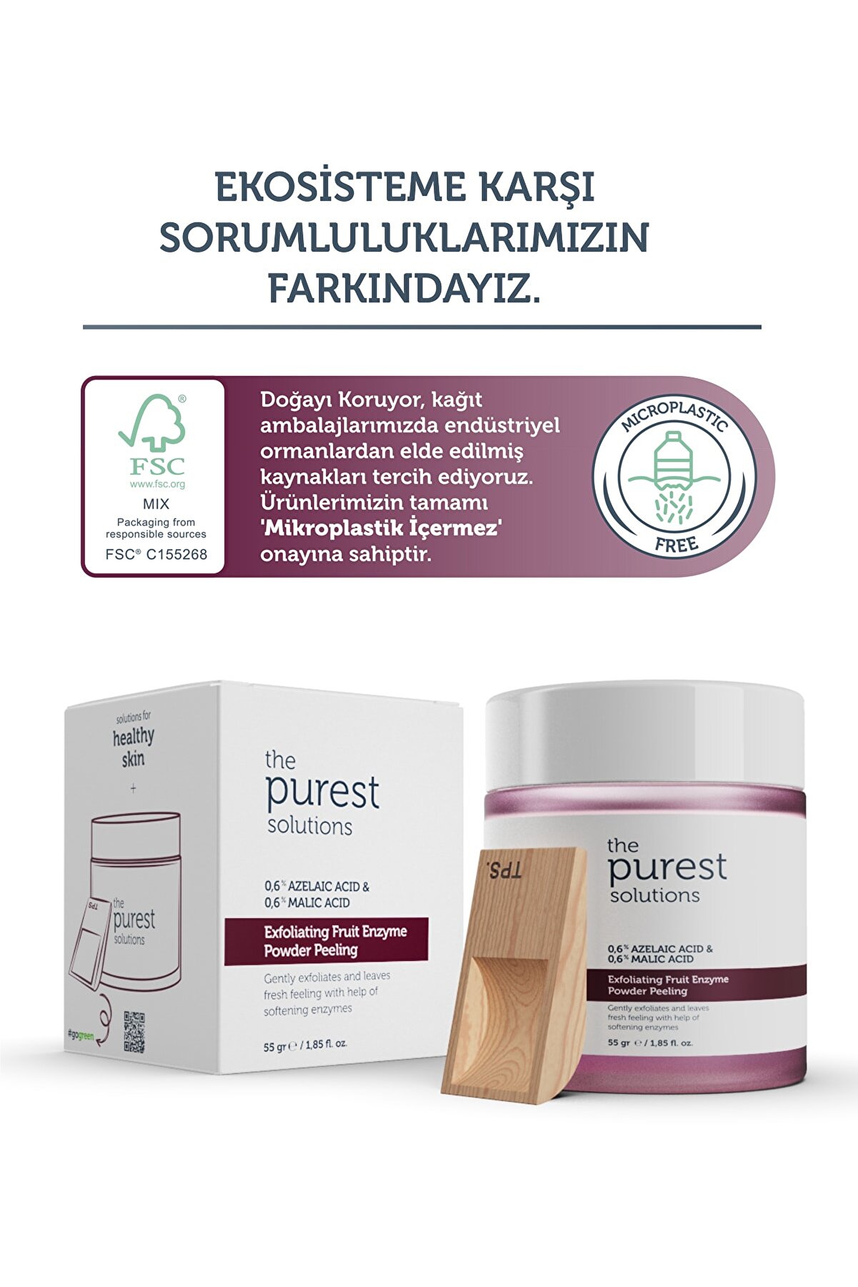 پودر پاک کننده لایه بردار آنزیمی پاک کننده و روشن کننده حجم 55 گرم پیورست سولوشن The Purest Solutions