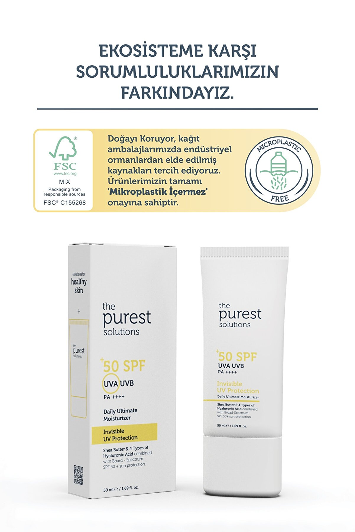 کرم ضد آفتاب با محافظت بالا و مرطوب کننده 50 میلی لیتر پیورست سولوشن The Purest Solutions