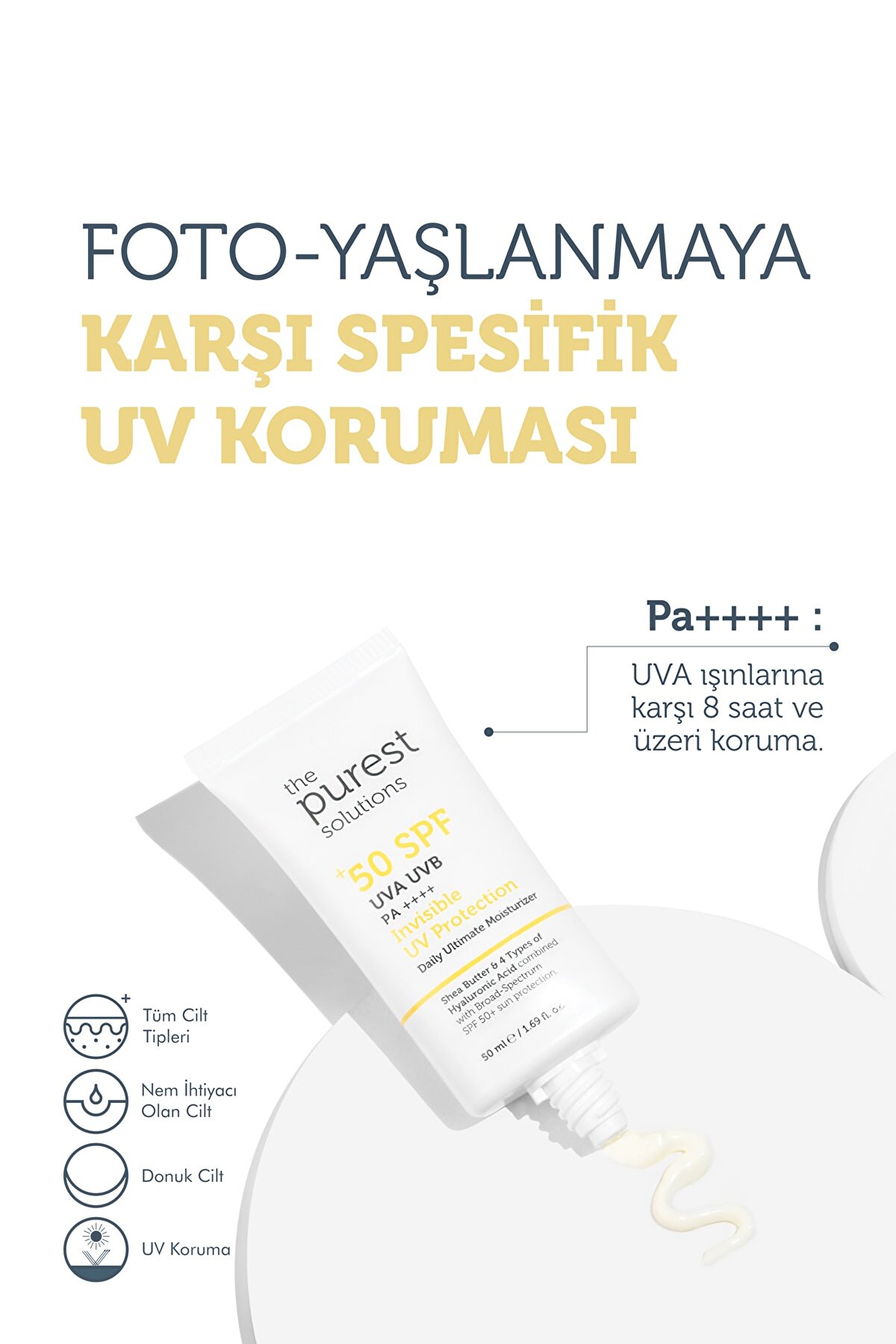 کرم ضد آفتاب با محافظت بالا و مرطوب کننده 50 میلی لیتر پیورست سولوشن The Purest Solutions