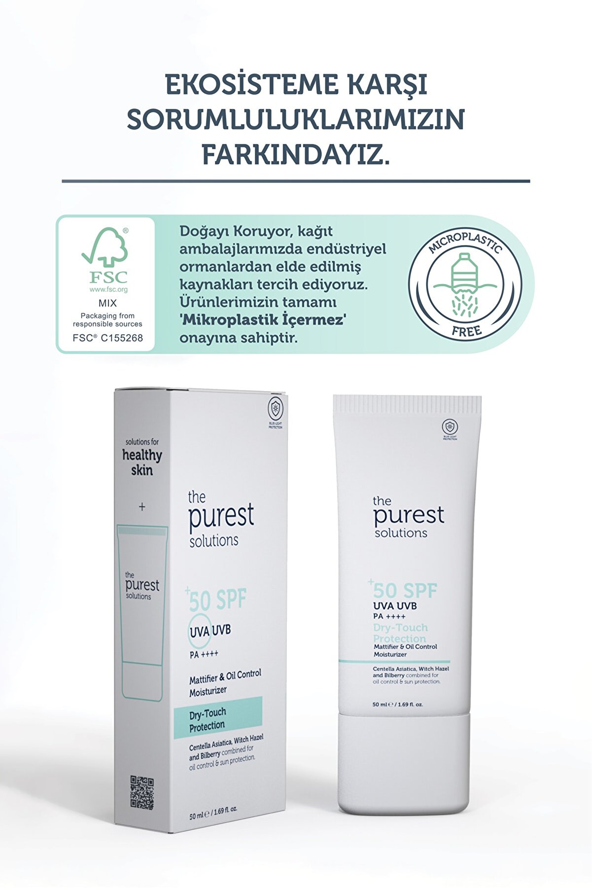 کرم ضد آفتاب مات کننده پوست های چرب و مختلط حجم 50 میلی لیتر پیورست سولوشن The Purest Solutions