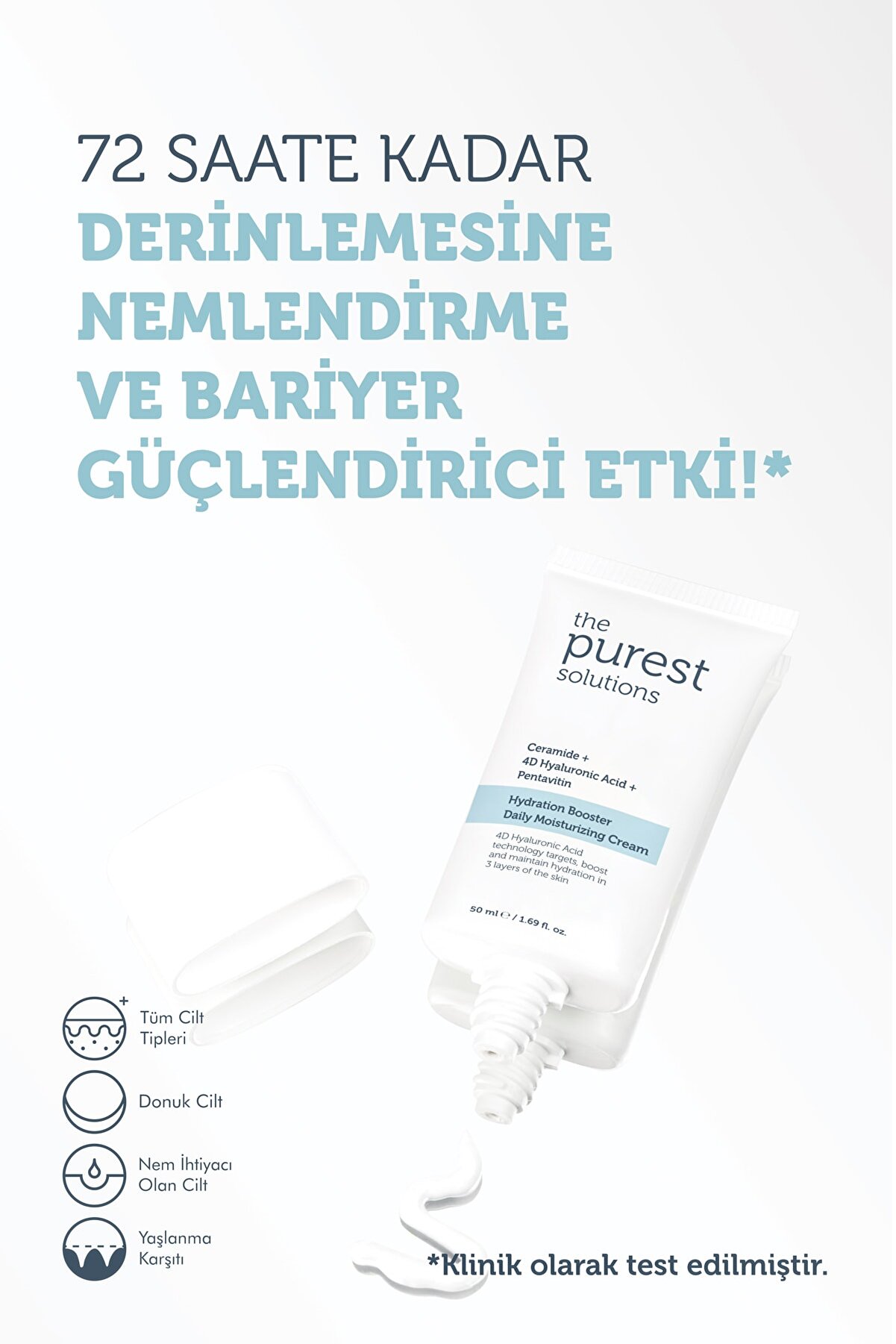 کرم مراقبت از پوست مرطوب کننده قوی روزانه 24 ساعته 50 میلی لیتر پیورست سولوشن The Purest Solutions