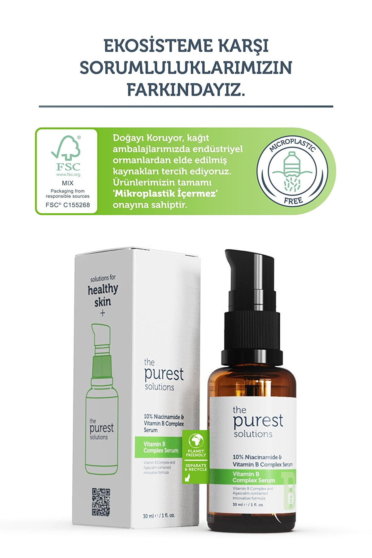 سرم ترمیم کننده و تسکین دهنده ویتامین B برای مراقبت از پوست 30 میلی لیتر پیورست سولوشن The Purest Solutions