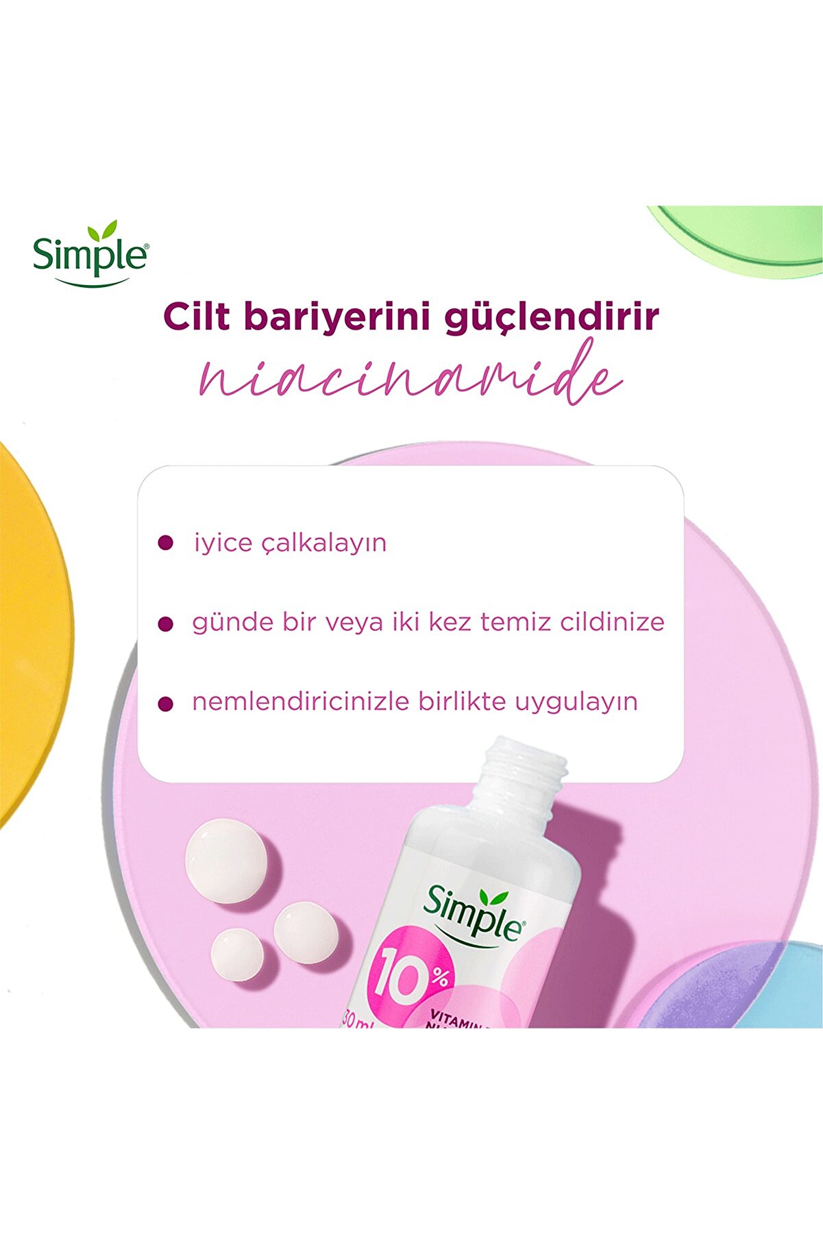 سرم تقویت کننده 10% ویتامین B3 نیاسینامید یکنواخت کننده ظاهر پوست - حجم 30 میلی لیتر سیمپل Simple