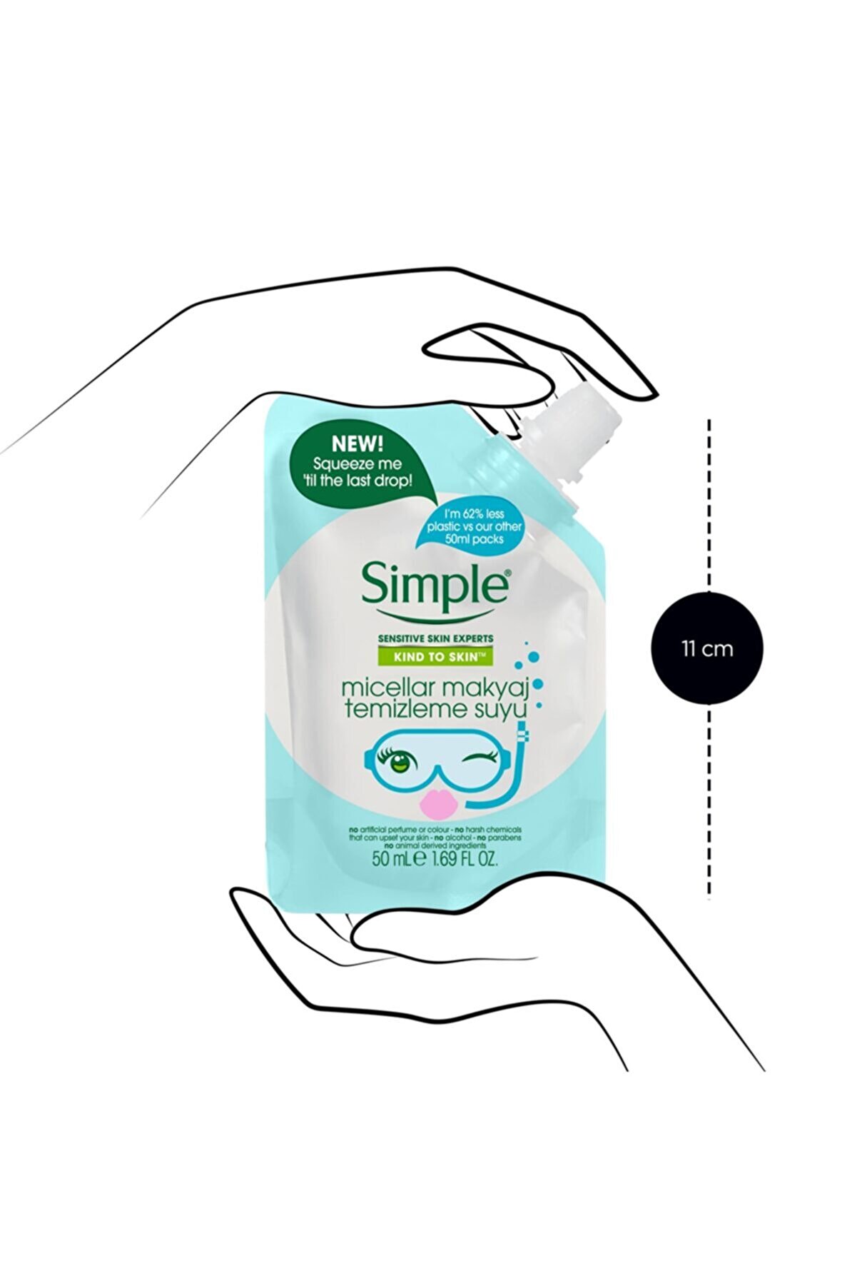 پاک کننده آرایش میسلار مینی پوست Kind To Skin حجم 50 میلی لیتر سیمپل Simple