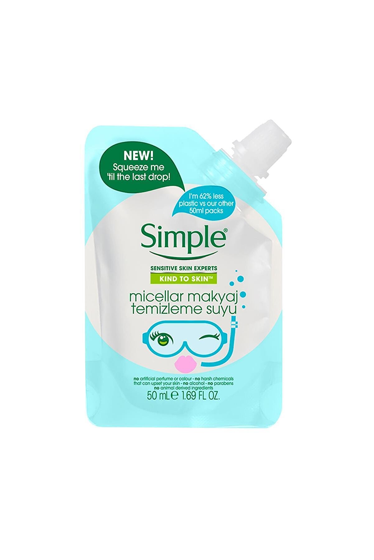 پاک کننده آرایش میسلار مینی پوست Kind To Skin حجم 50 میلی لیتر سیمپل Simple