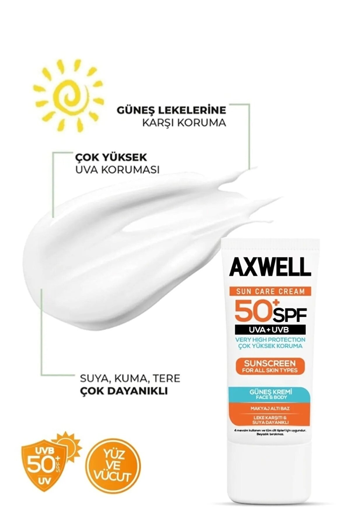 کرم ضد آفتاب و ضد لک Spf 50+ حجم 50 ml اکس‌ول AXWELL